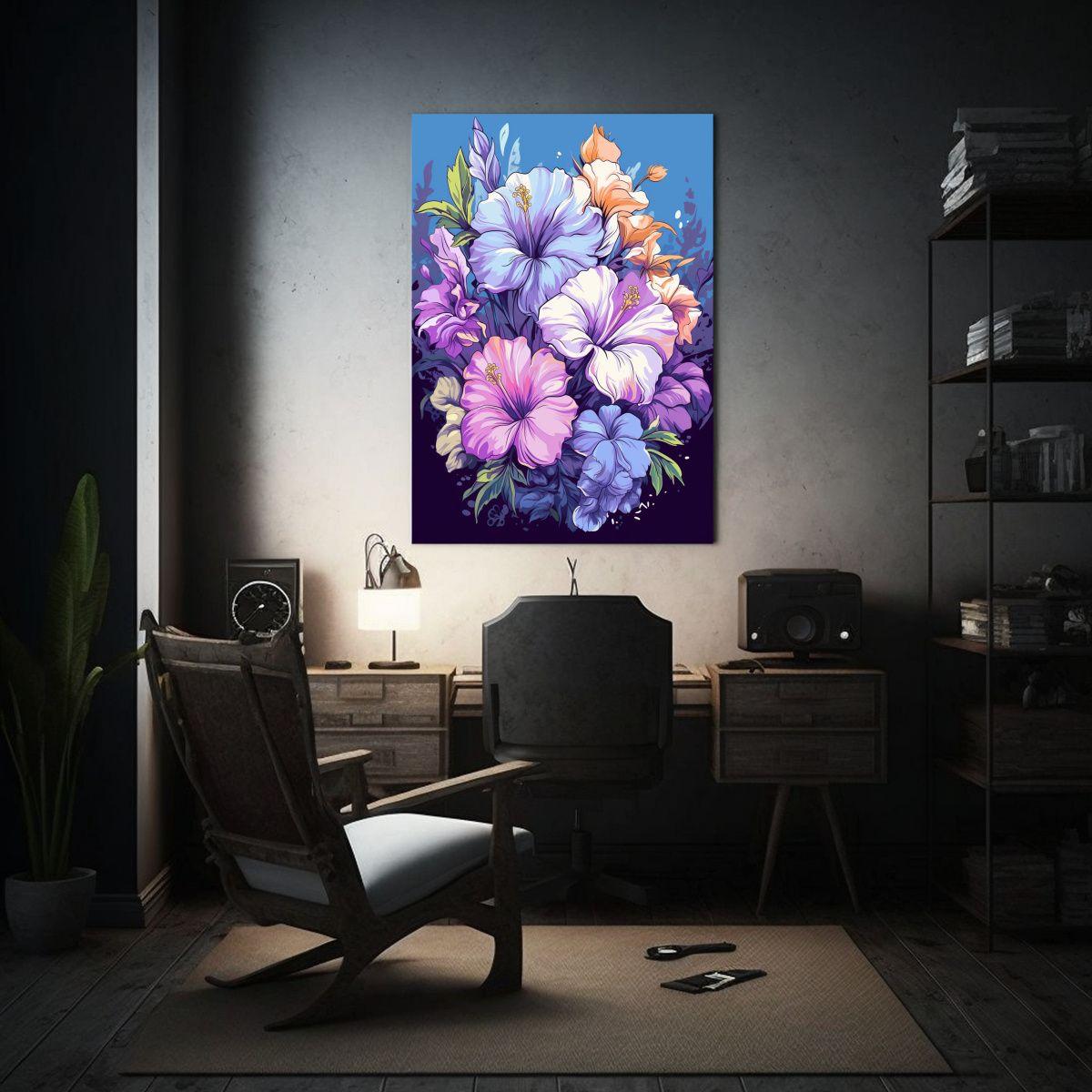 Cuadro Hermoso Perspectiva Flores Verano Playa 50x75cm-2