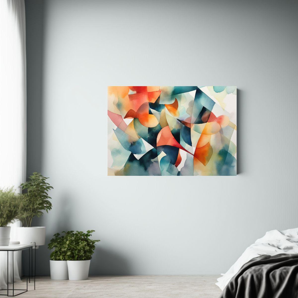 Pinturas Decorativas Brillantes: Formas Abstractas En Acuare 65x50cm-2