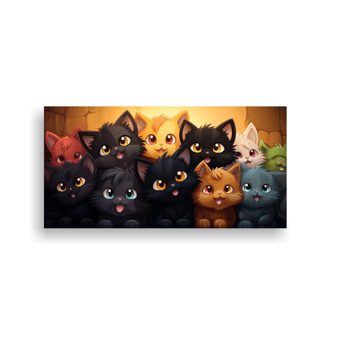 Cuadro Creativo De Belleza Con Multitud De Gatos 120x60cm-0