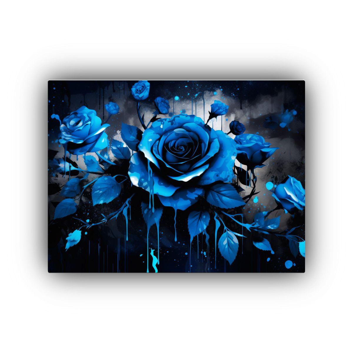 Venta Mural Negro Y Azul, Estilo Neonoir, Atmósfera De Deco 75x50cm-0
