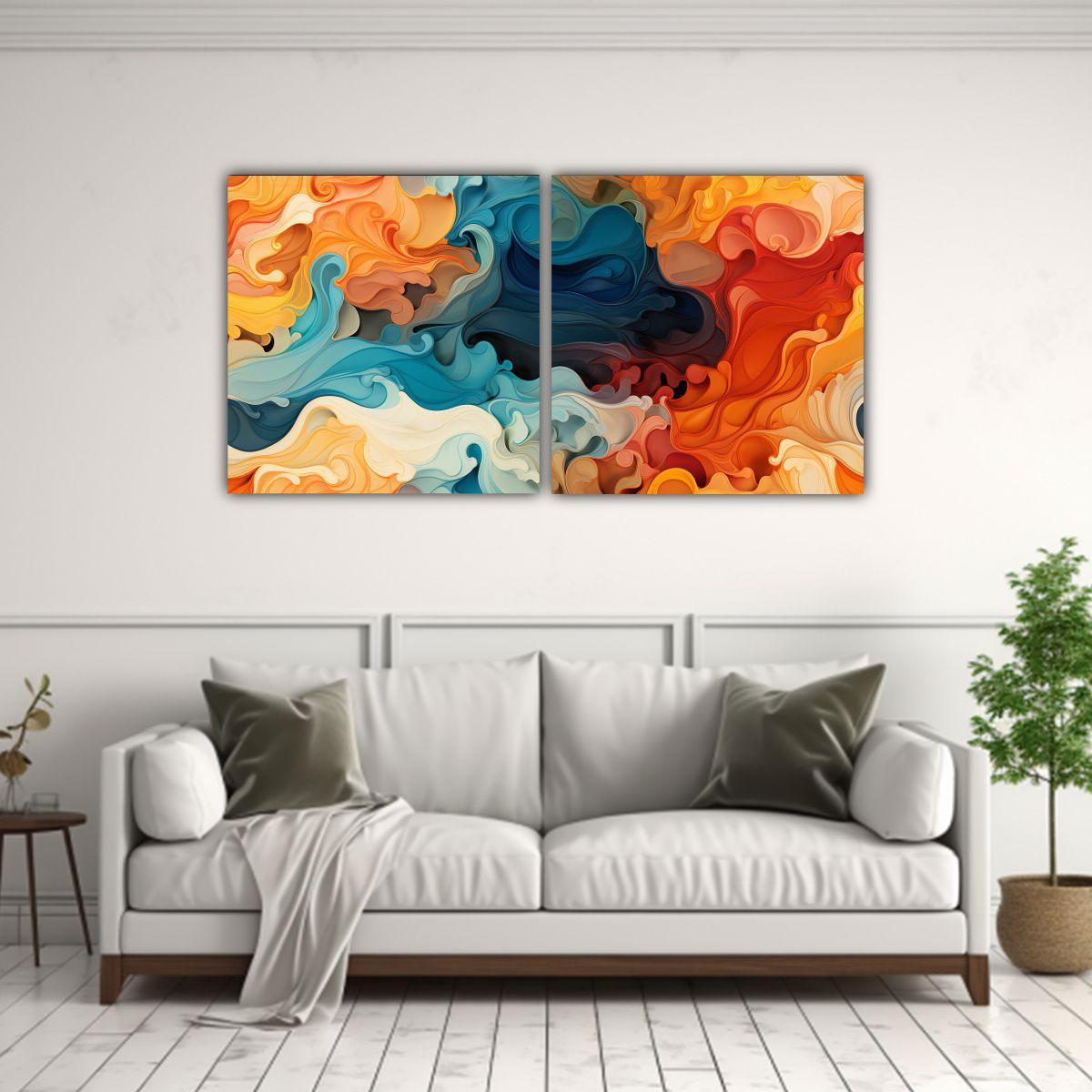 Set De 2 Lienzos De Arte Abstracto De Textura 100x50 Cm-2