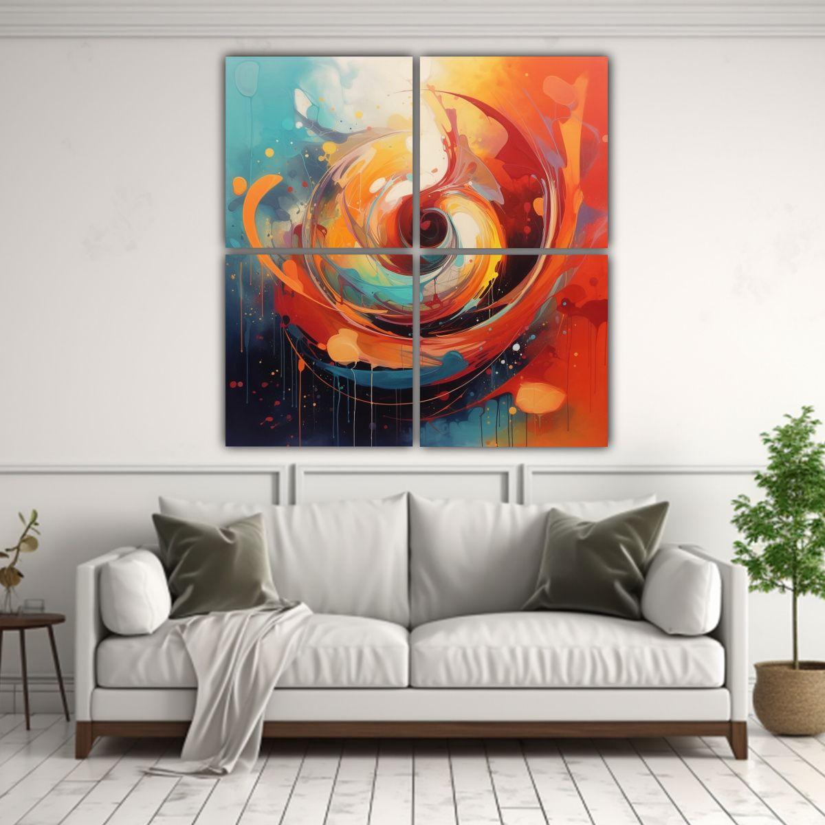 Pintura Abstracta De Colores Inspirada En Robert 180x180 Cm-2
