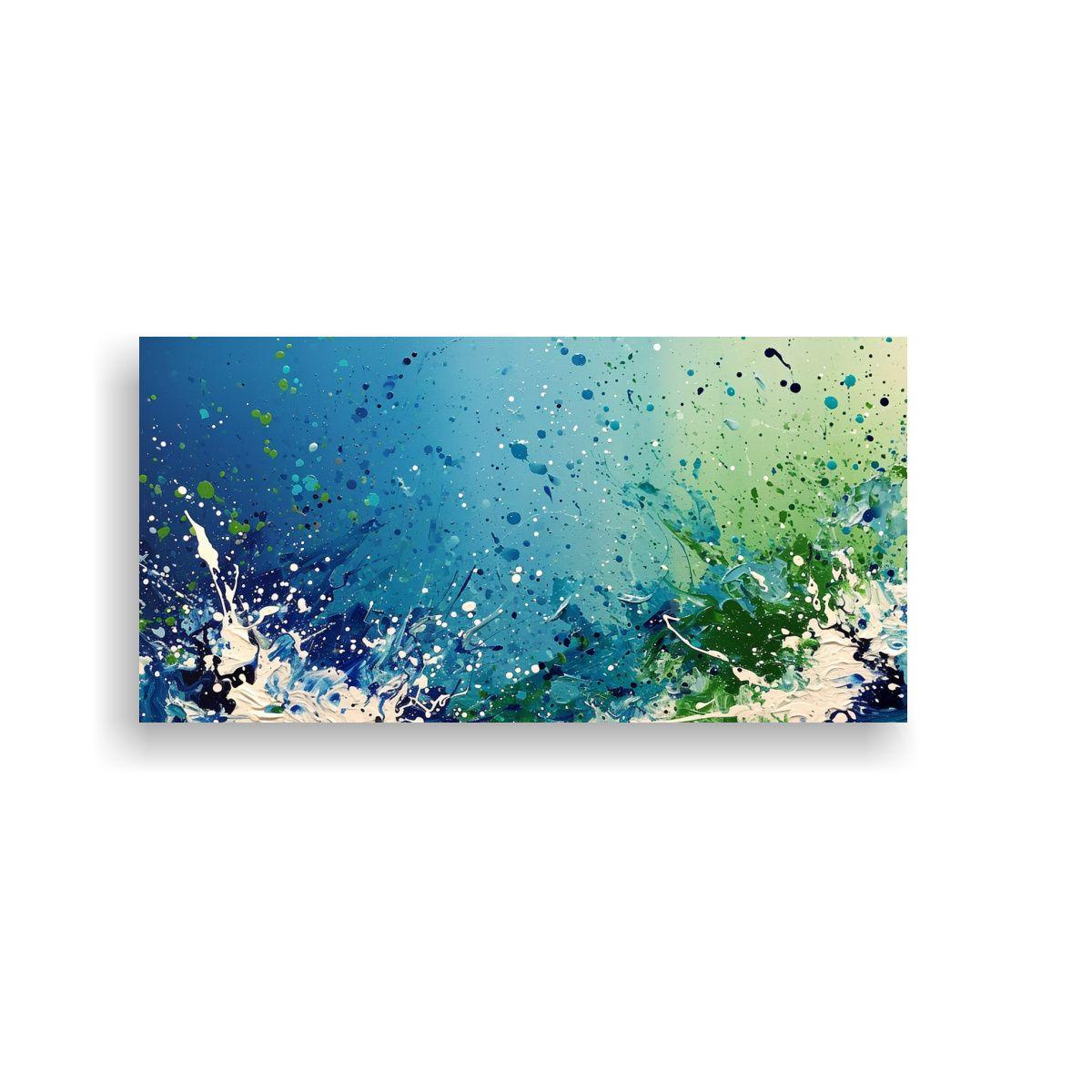 Cuadro Abstracto: Armonía De Colores Azul, Verde 60x30cm-0