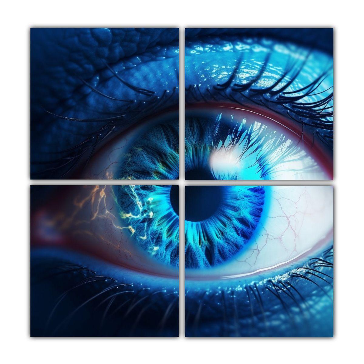Cuatro Composición Cuadrado Azul Ojo Brilloso 140x140 Cm-0