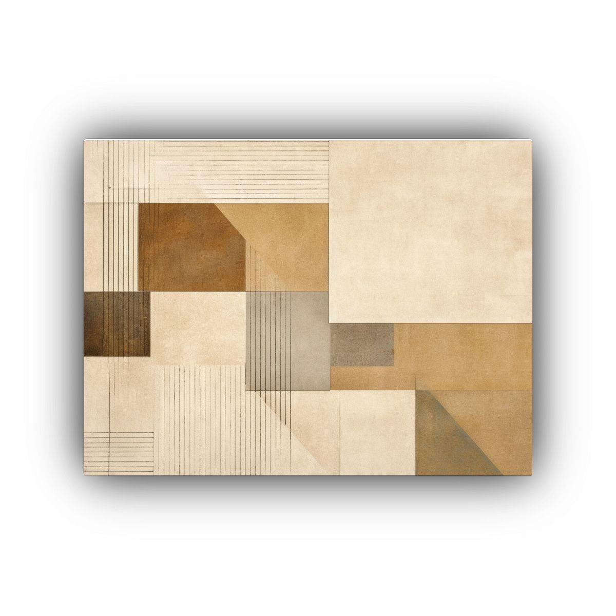 Cuadros Minimalistas: Pinturas Abstractas En Beige Estilo Li 45x30cm-0