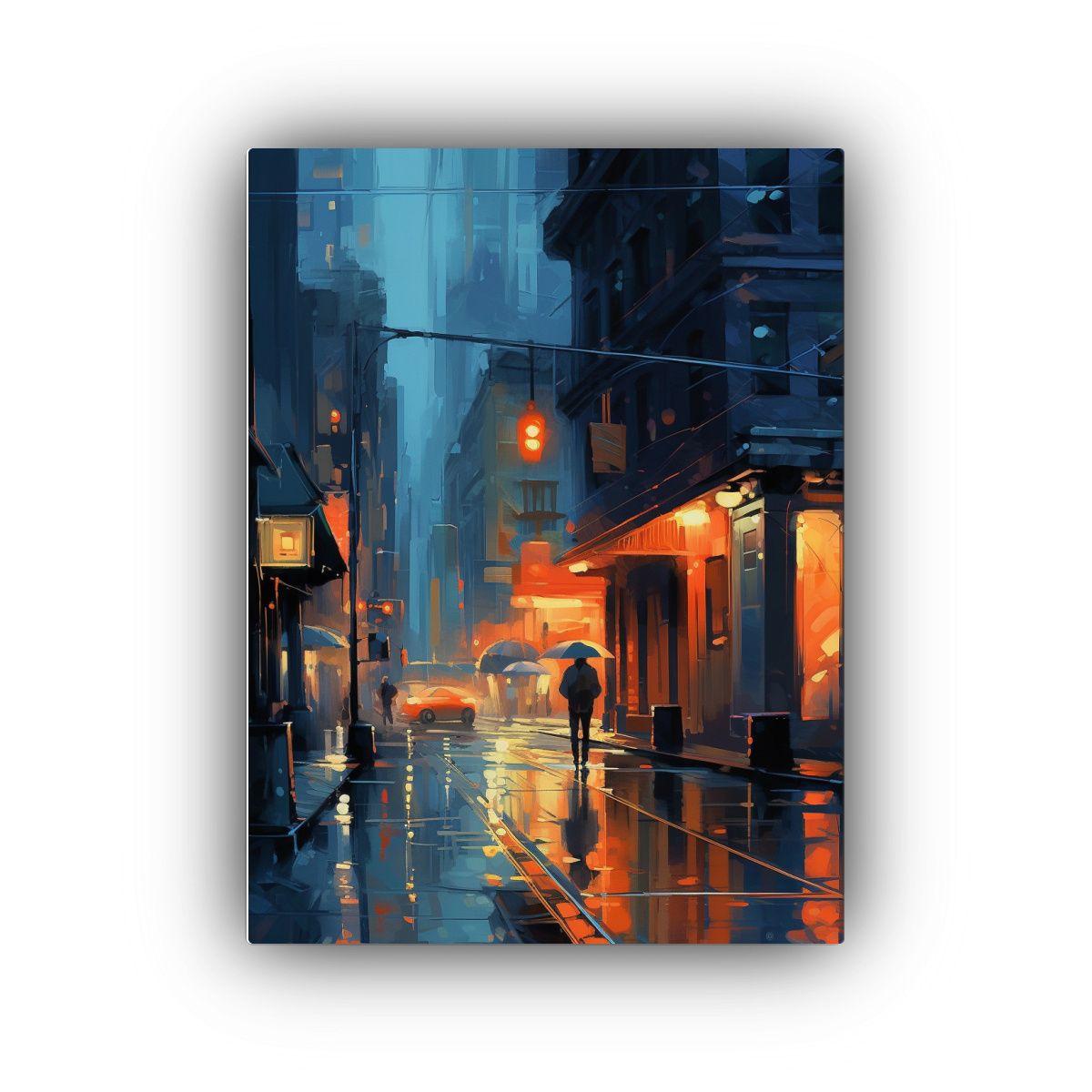 Pintura Decorativa Estilo Martí, Noche Lluviosa 60x90cm-0
