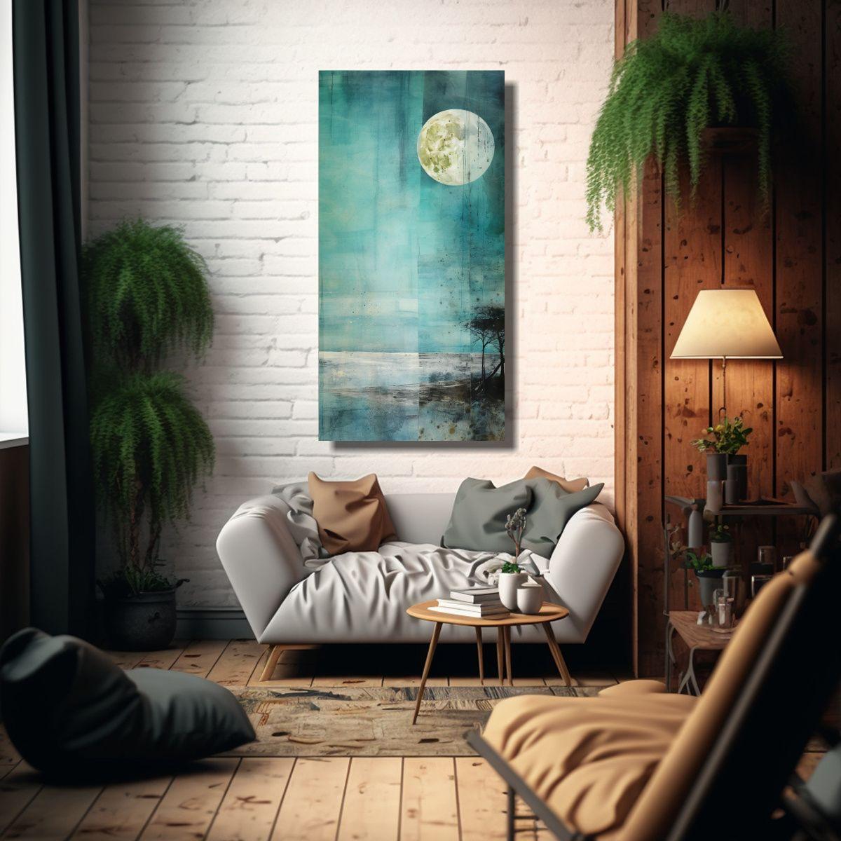 Pintura Inspiración Arte Para Cuarto: Turquesa, 70x140cm-2