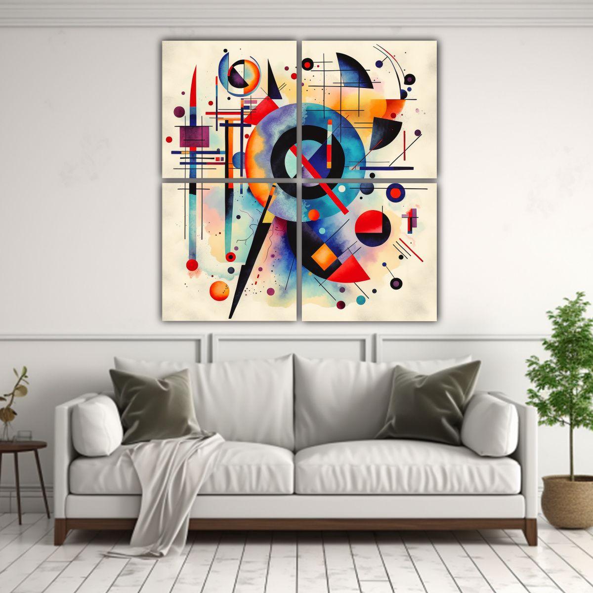 Cuadros Cuadrado Alta Resolucion Estilo Kandinsky 120x120 Cm-2