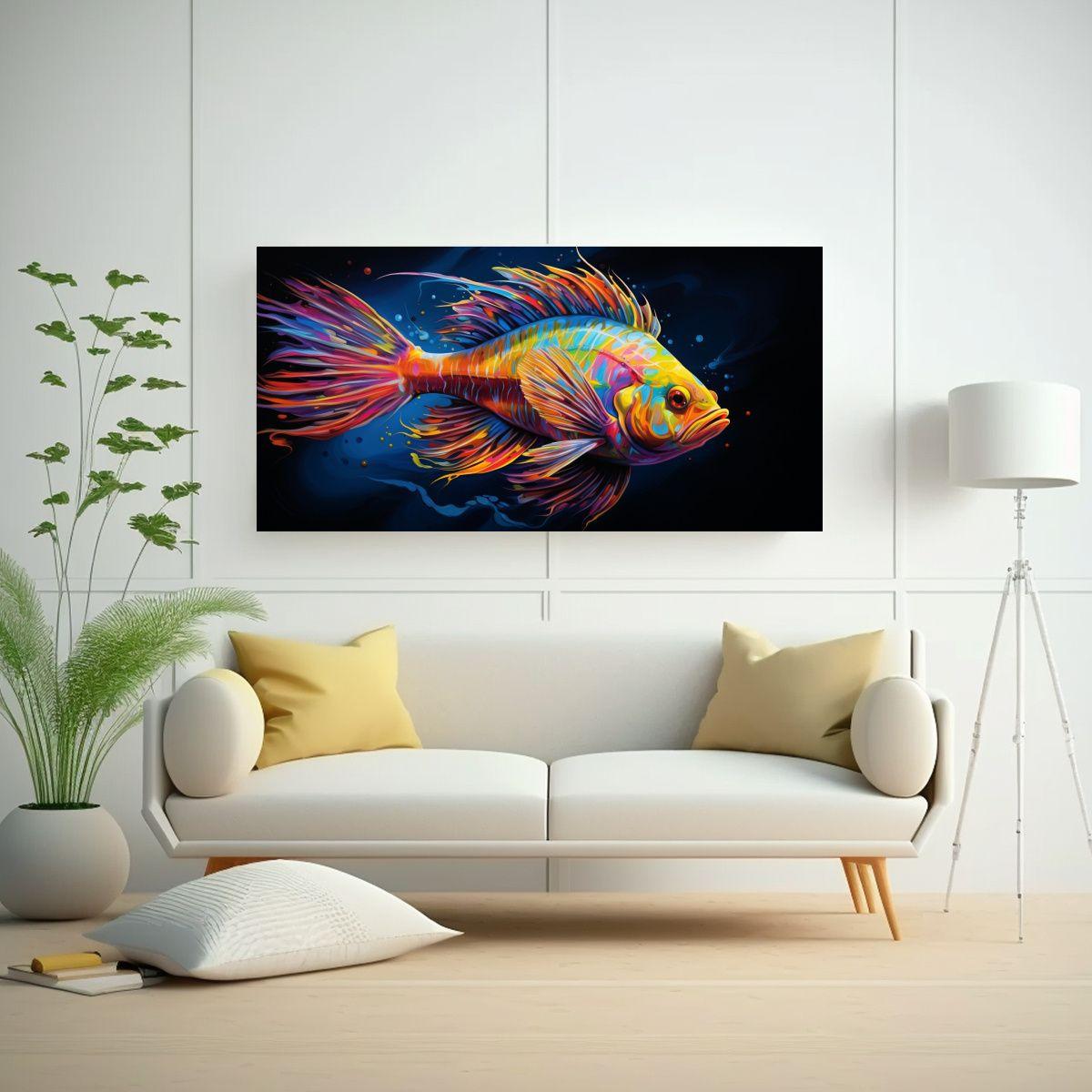 Cuadro Inspirador: Belleza Natural De Pez De Agua 140x70cm-2