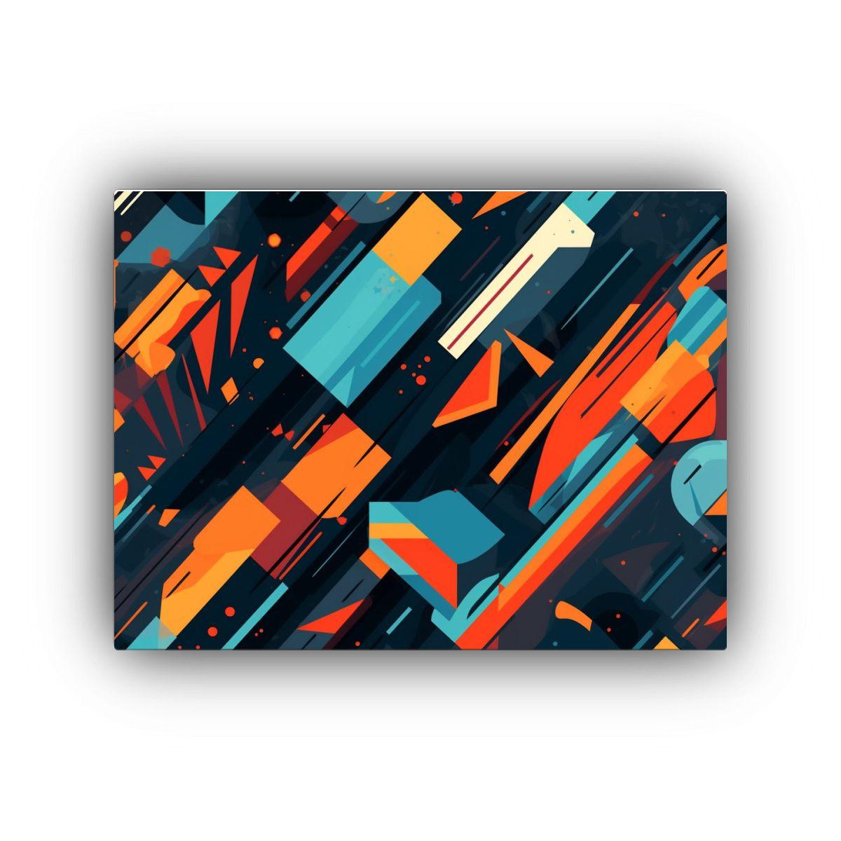 Pintura En Bastidor Abstracta Con Colores Contrastes Dinámi 60x40cm-0