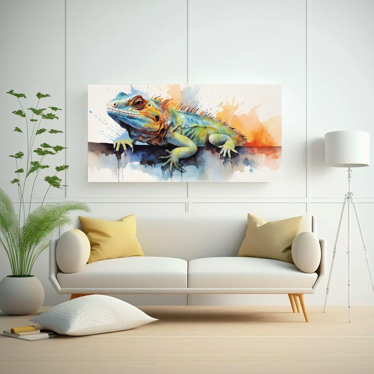 Pintura Moderna Dinámica De Lagartijas En 160x80 Cm-2