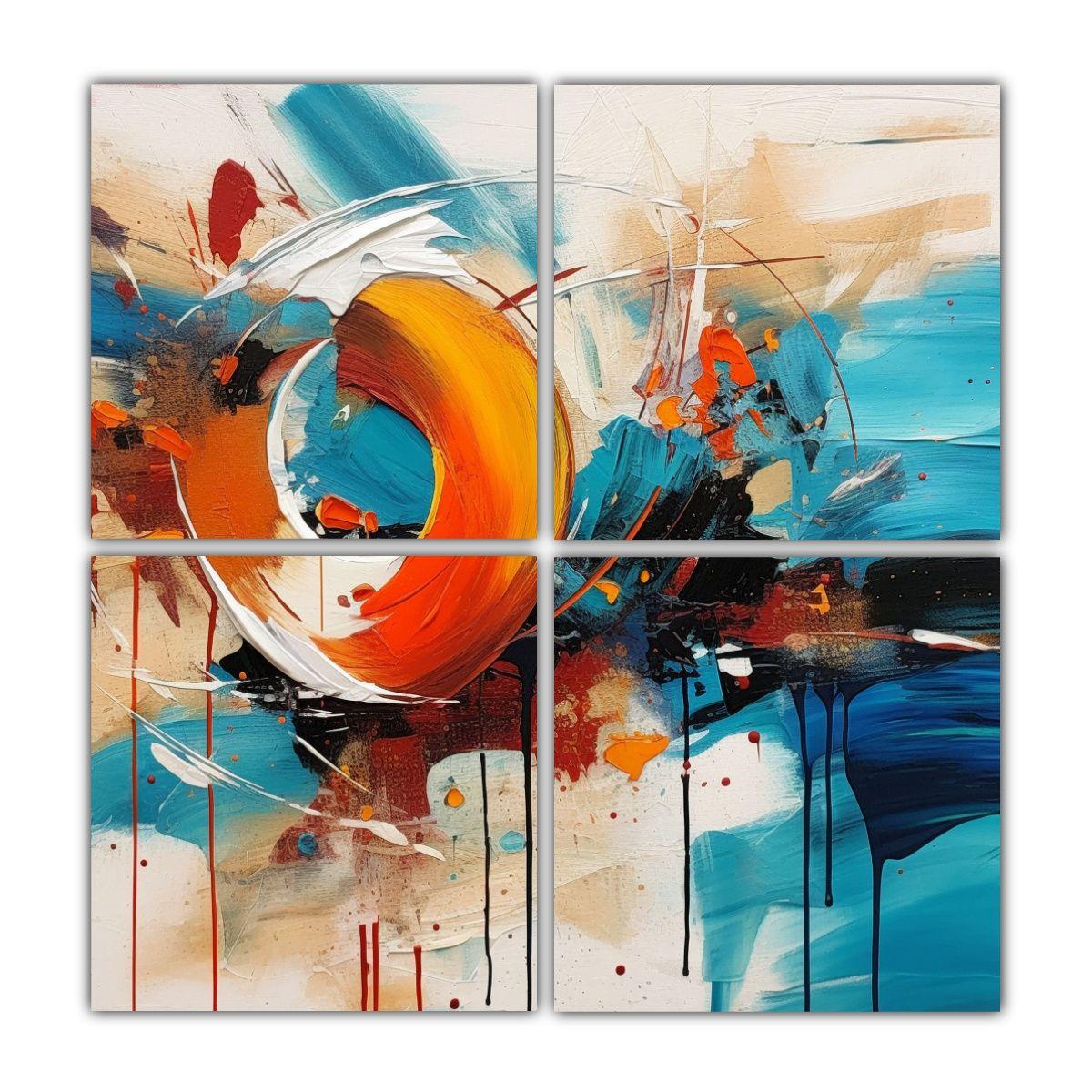 Arte Abstracto Calidos Adorno: Pintura Decorativa 60x60 Cm-0