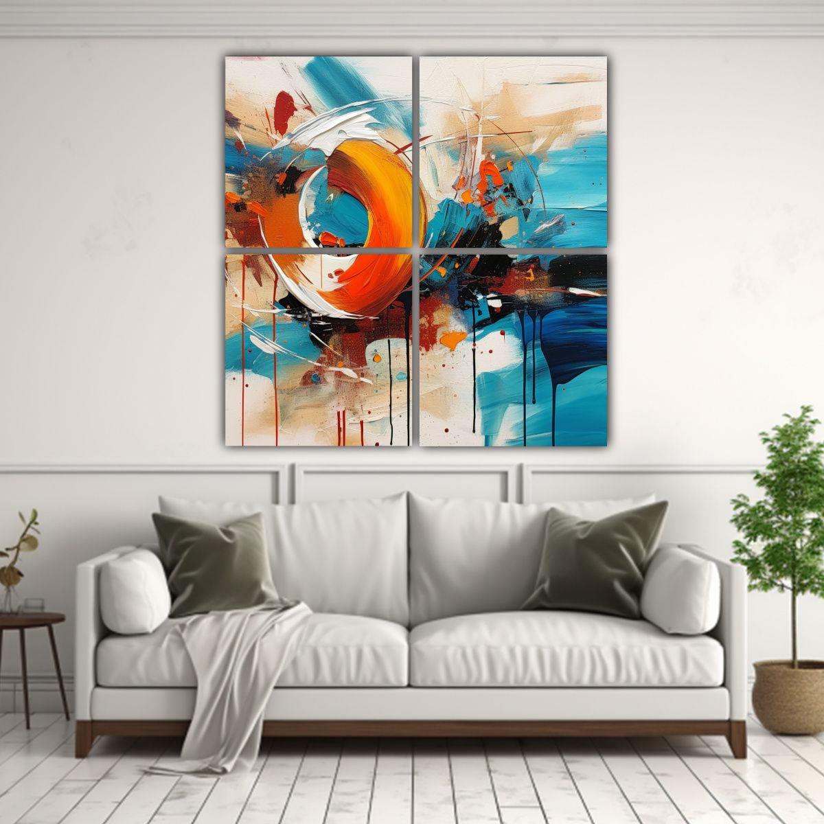 Arte Abstracto Calidos Adorno: Pintura Decorativa 60x60 Cm-2