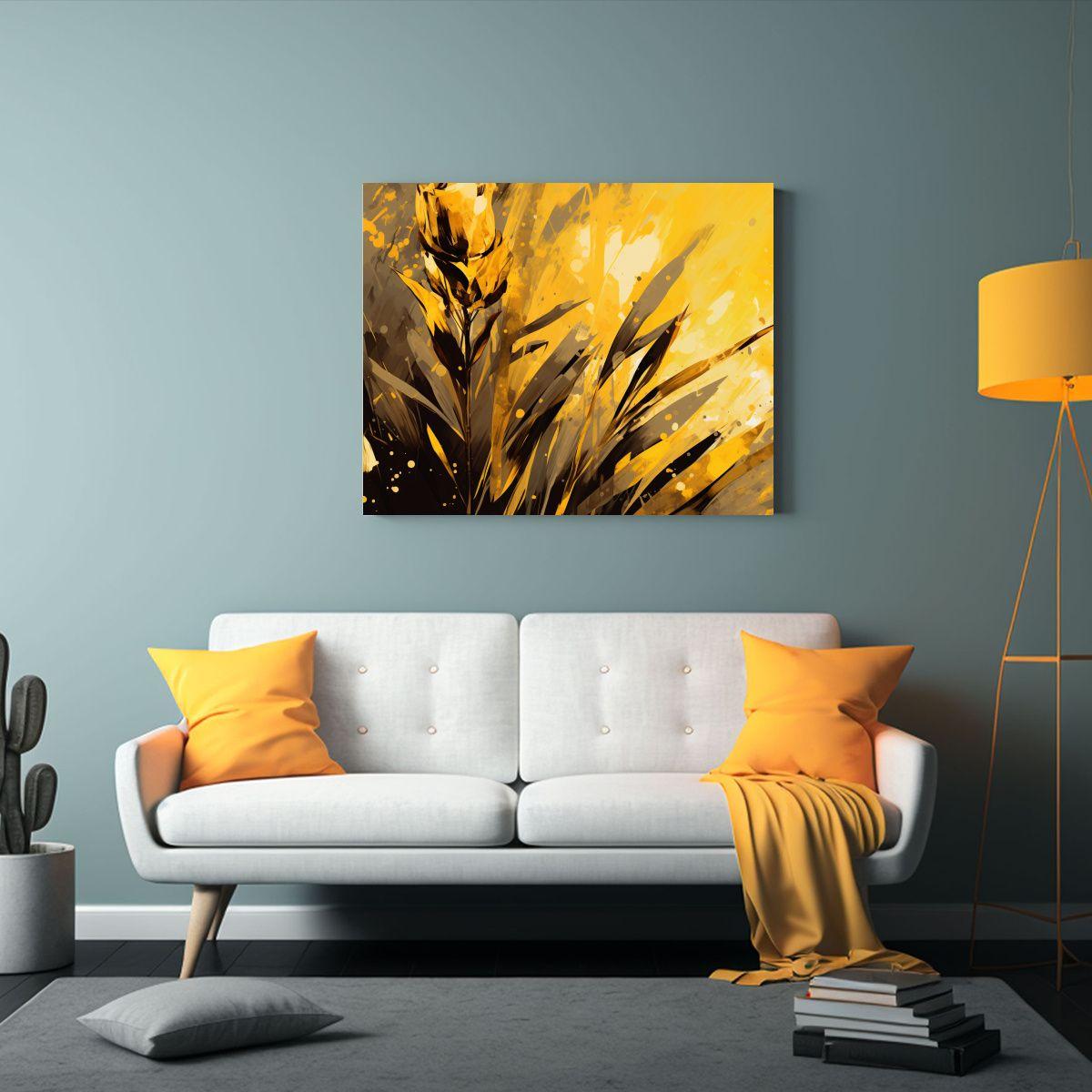 Pinturas Decorativas De Caña De Azúcar En Tonos Amarillo Y 65x50cm-2