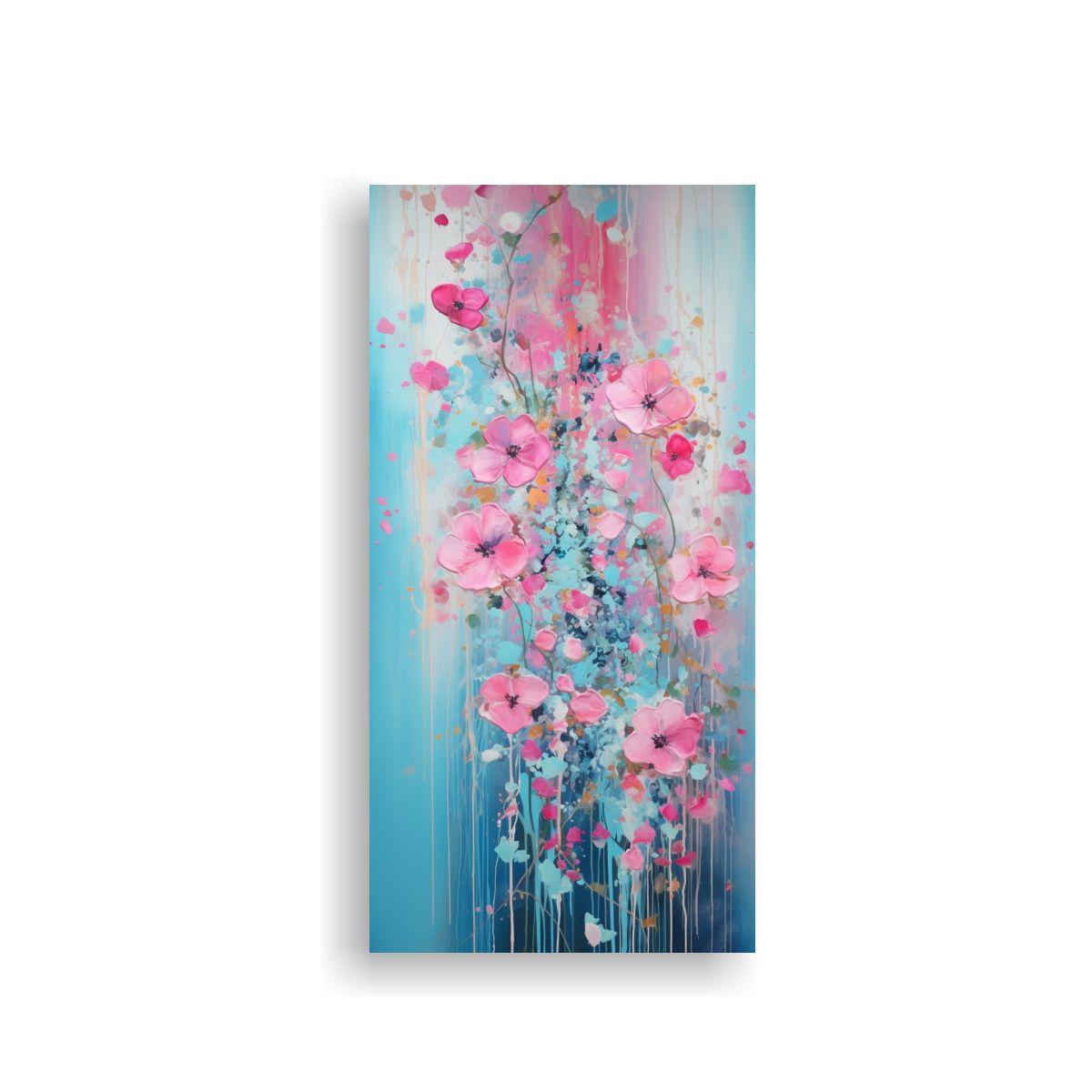 Pintura Espectacular En Turquesa Y Rosa Estilo Dr  20x40cm-0