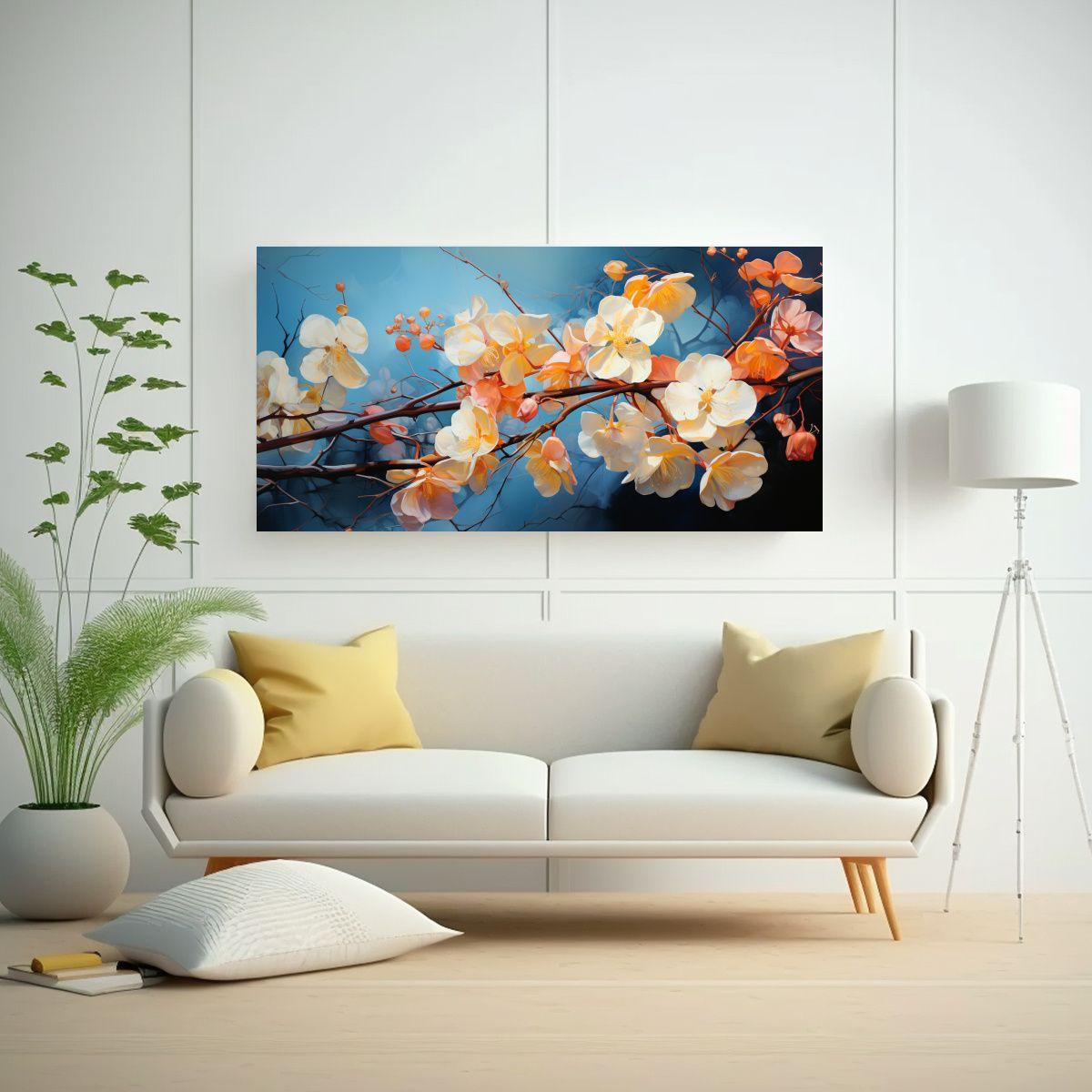 Pintura Abstracta Detallada De Flores De Tilo En E 140x70cm-2