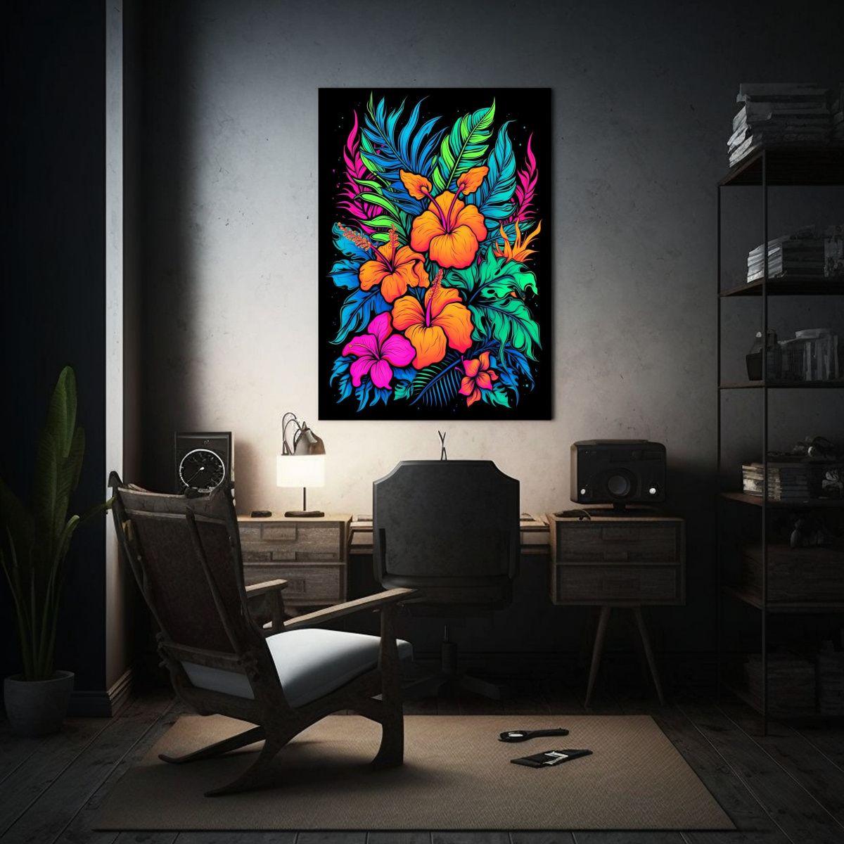 Pintura Neón Con Diseño Intenso De Lienzo 20x30cm-2