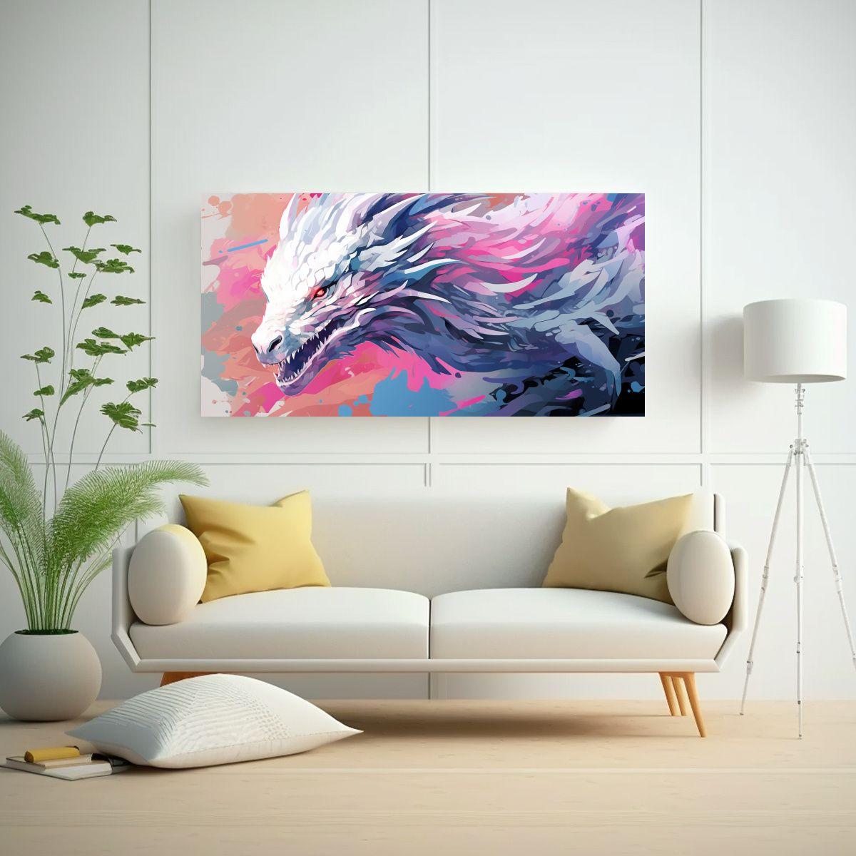 Pintura De Decoración De Arte Fino: Dragón Adora 80x40cm-2
