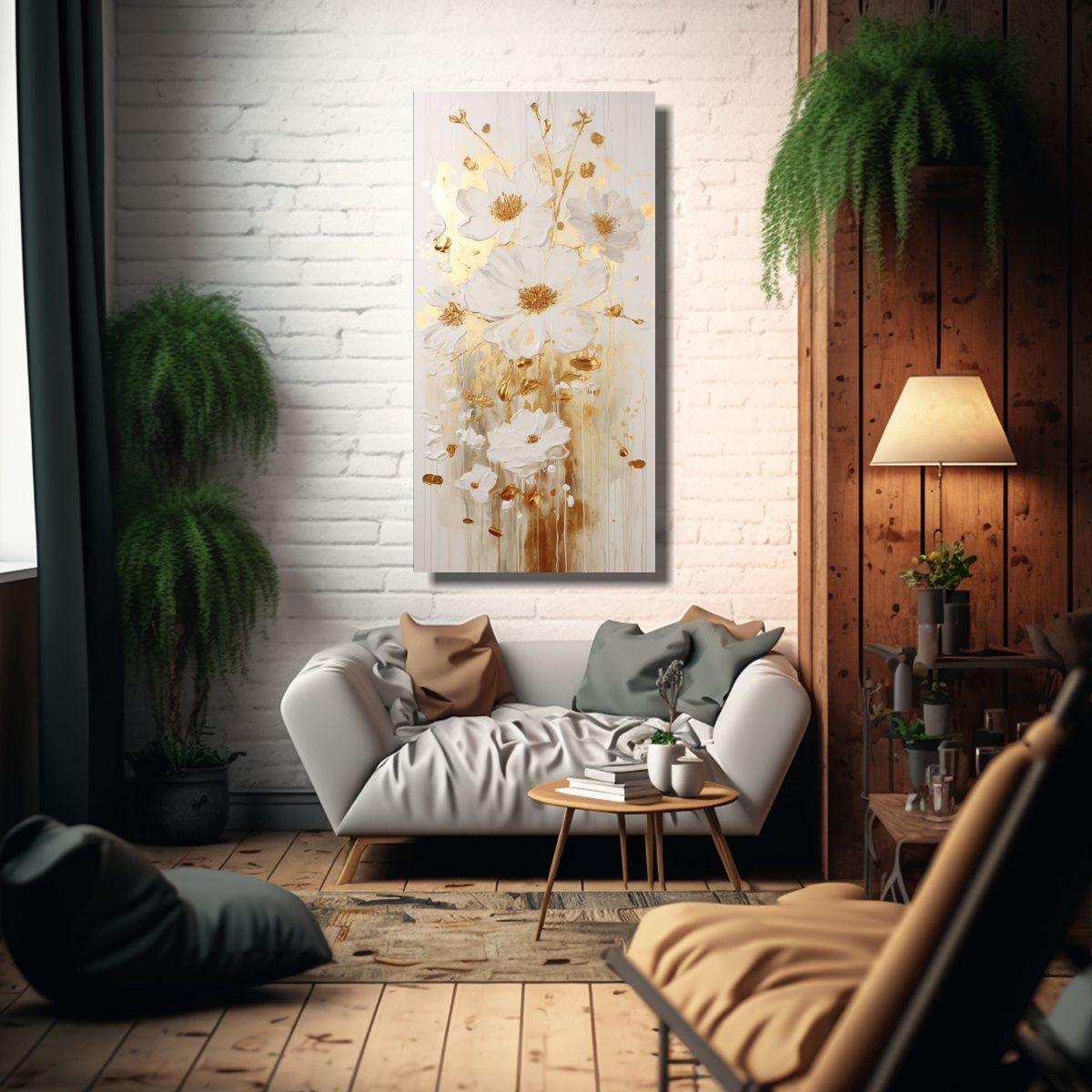 Cuadro Abstracto De Acrílico En Blanco Y Negro 50x100cm-2