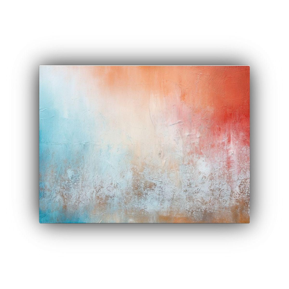 Pintura Abstracta Azul Y Naranja En Bastidor: Cuadro De Alta 120x80cm-0