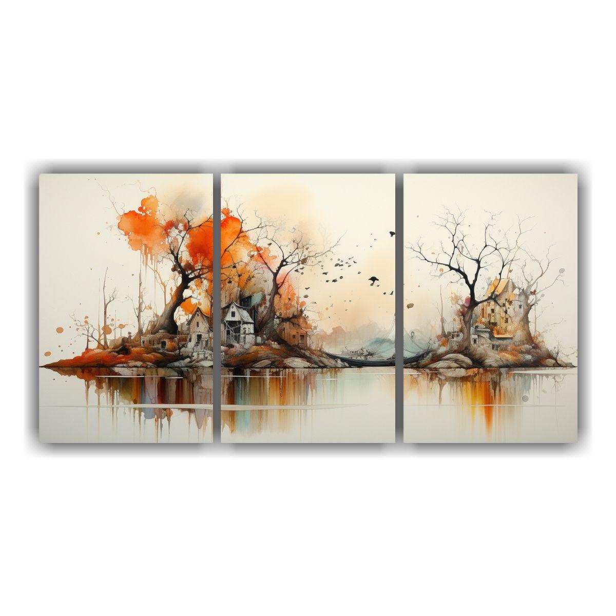 Cuadro Tela Paisaje Acuarela Abstracta 240x120 Cm-0