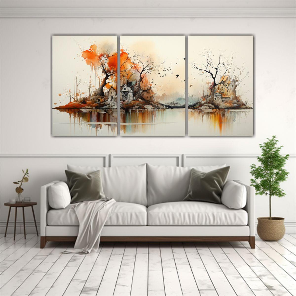 Cuadro Tela Paisaje Acuarela Abstracta 240x120 Cm-2