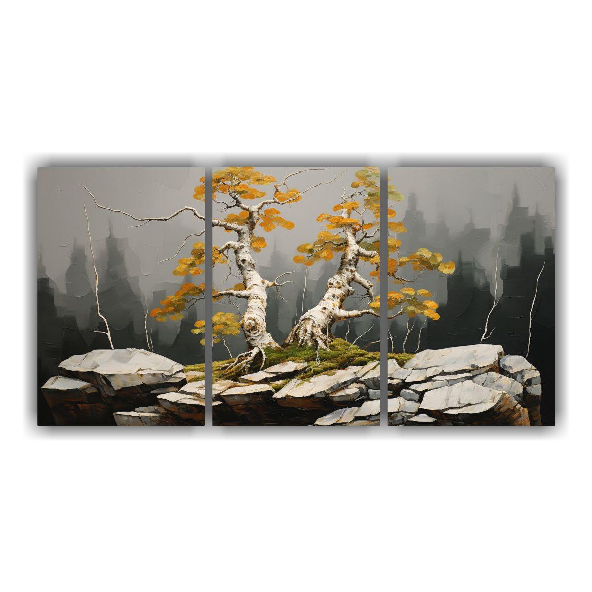 Pintura Abstracta De árbol De Abedul En Aceite, 90x45 Cm-0