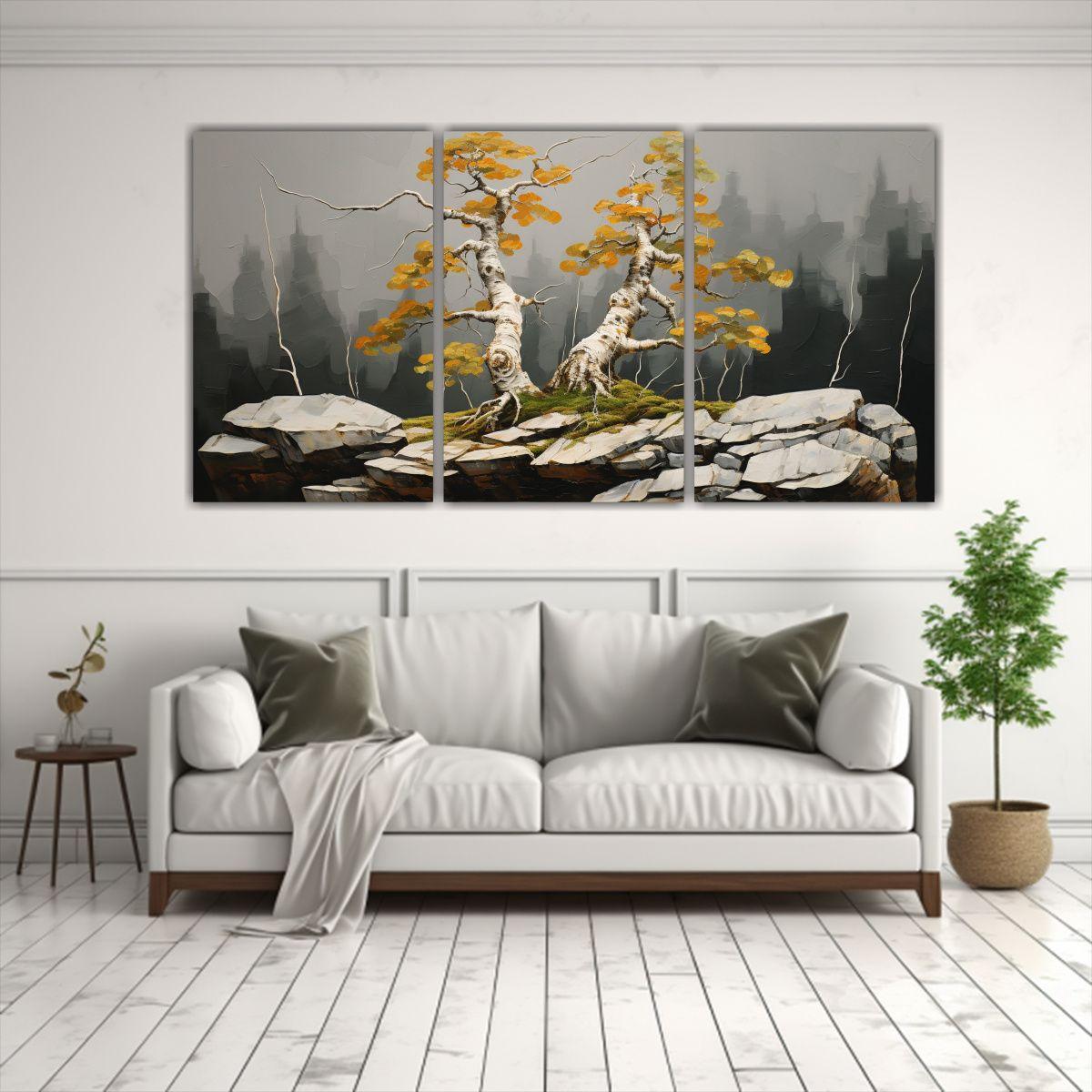 Pintura Abstracta De árbol De Abedul En Aceite, 90x45 Cm-2