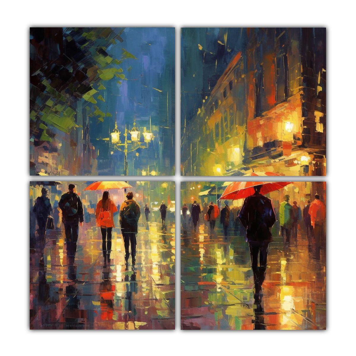 Lienzos De Tela: Cuatro Llamativos Cuadros De 100x100 Cm-0
