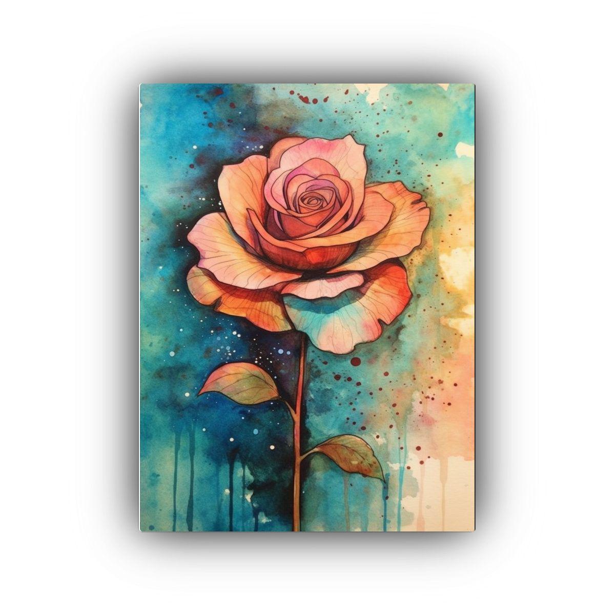 Lienzo Floral Inspirador Estilo Acuarela Y Tinta 30x45cm-0