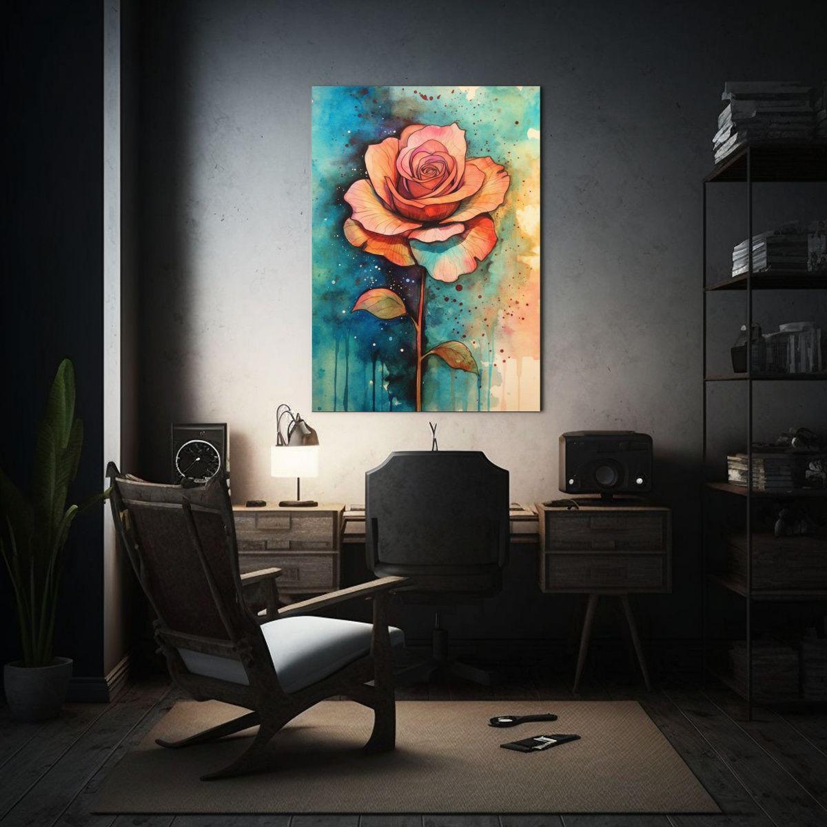 Lienzo Floral Inspirador Estilo Acuarela Y Tinta 30x45cm-2