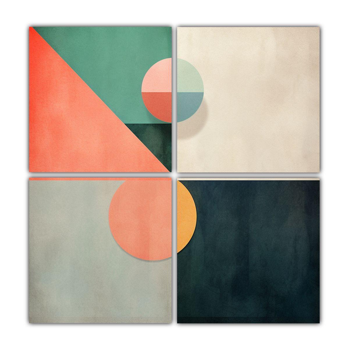4 Lienzos Dibujo Mágico Minimalista Geométrico 100x100 Cm-0
