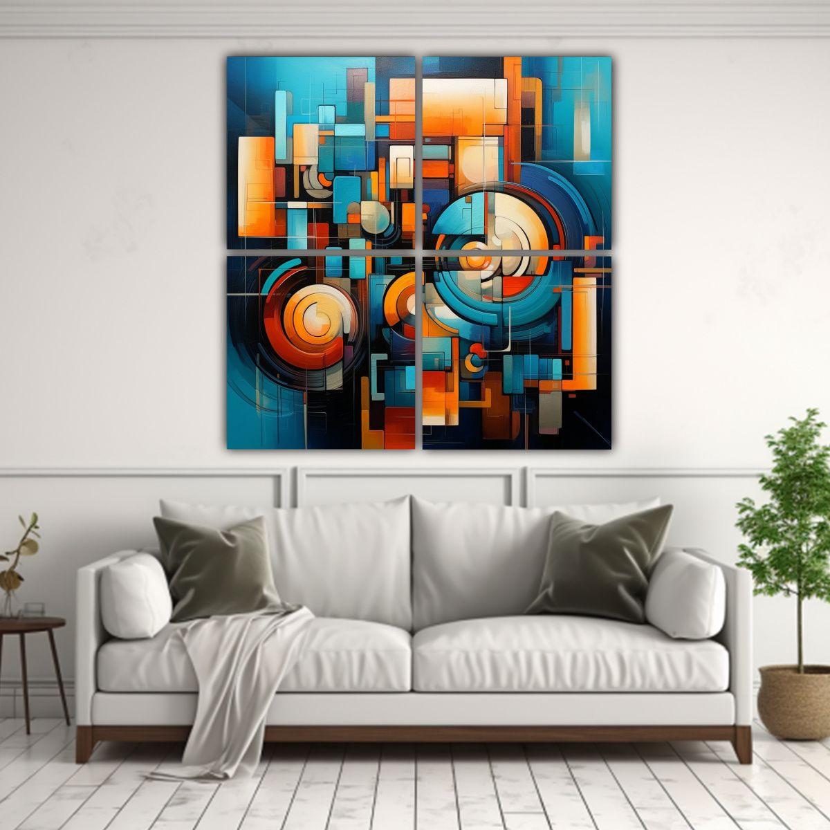Lienzos Vanguardia Esquema Arte Abstracto Cuatro 160x160 Cm-2