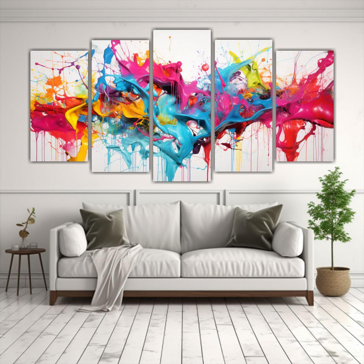 Pintura Abstracta Sublimada En Lienzo Con Diseño 100x50 Cm-2