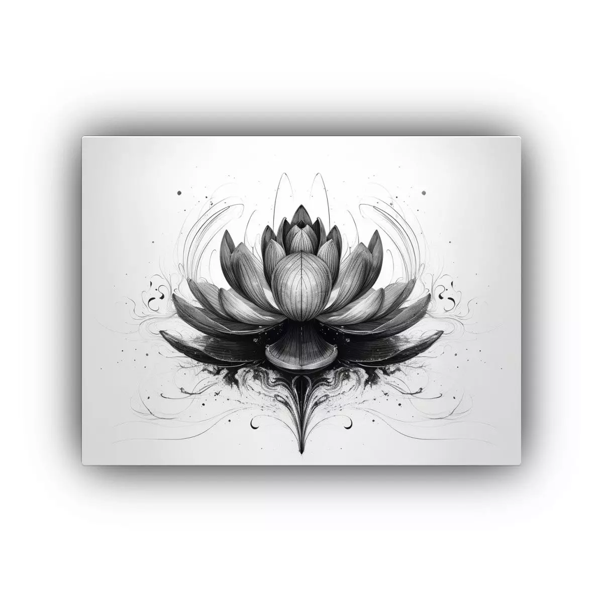 Pintura Lienzo Diseño Full Color De Loto Negro 90x60cm-0