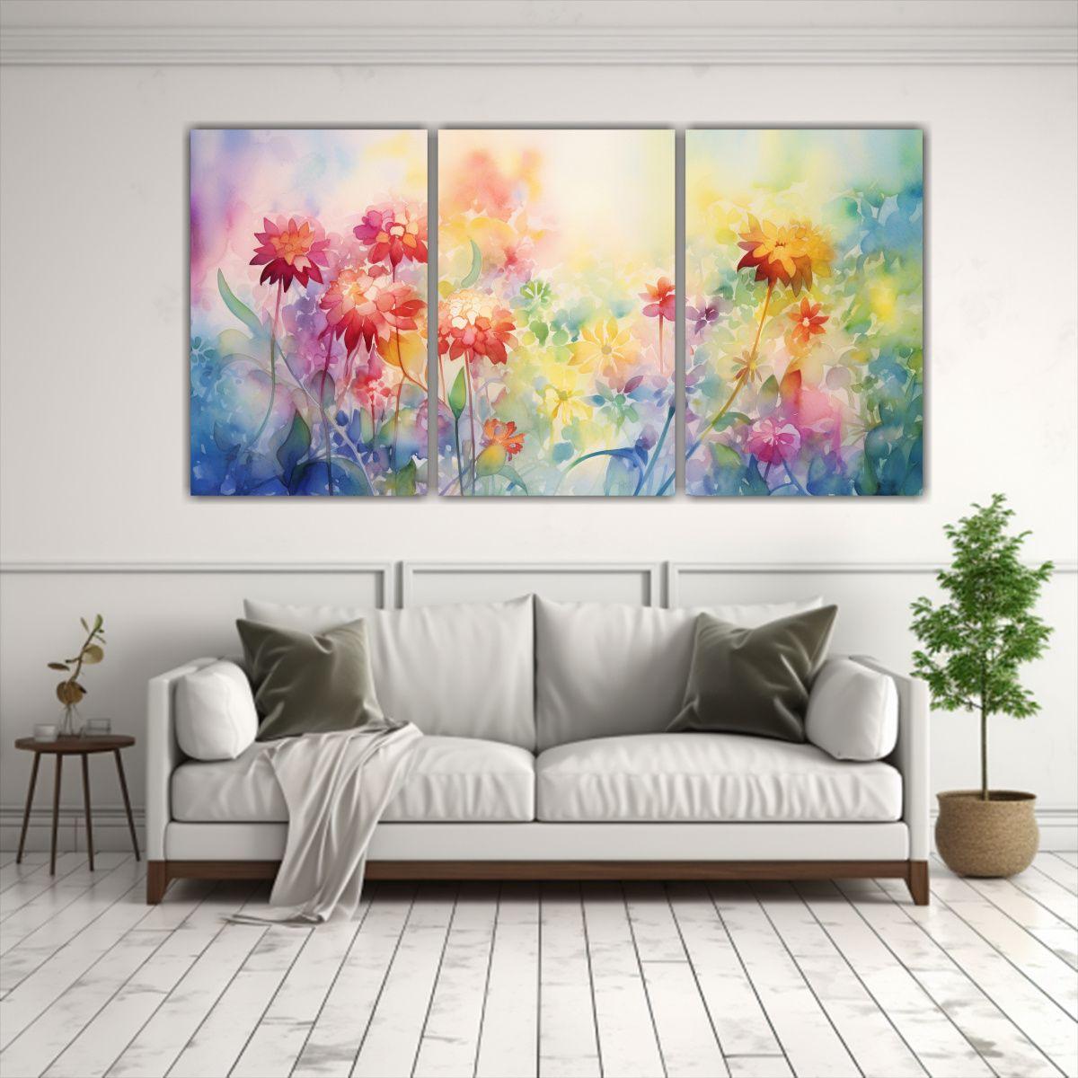 Cuadros Florales Abstractos De Jardín En Luz 180x90 Cm-2