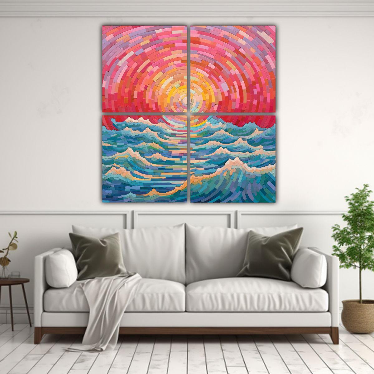 Cuadro Moderno Amanecer Sobre La Riqueza Visual 200x200 Cm-2