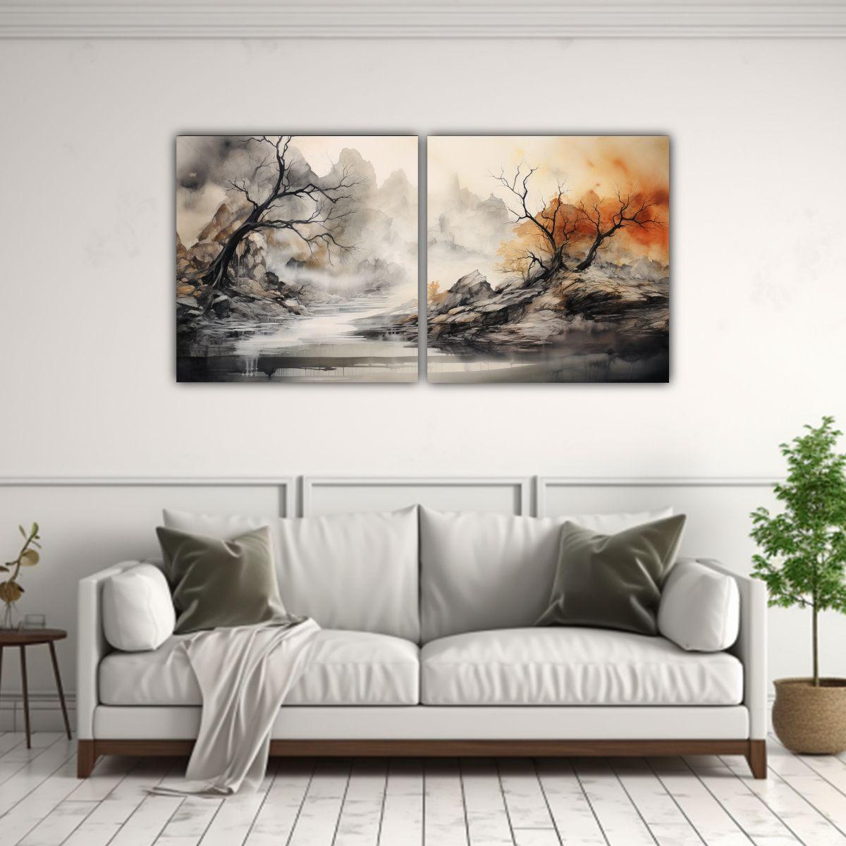 Pinturas Decorativas Abstractas De Paisajes 80x40 Cm-2