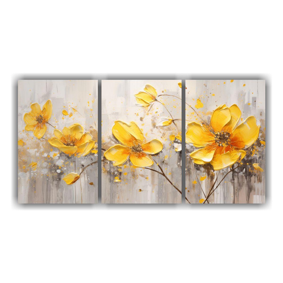 Pintura En Lienzo De Flor Amarilla Estilo 150x75 Cm-0