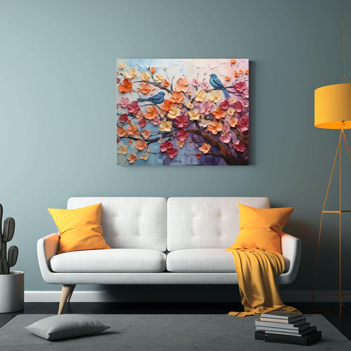 Pintura De Linden Flowers En Lienzo Estilo Decorativo. 90x60cm-2