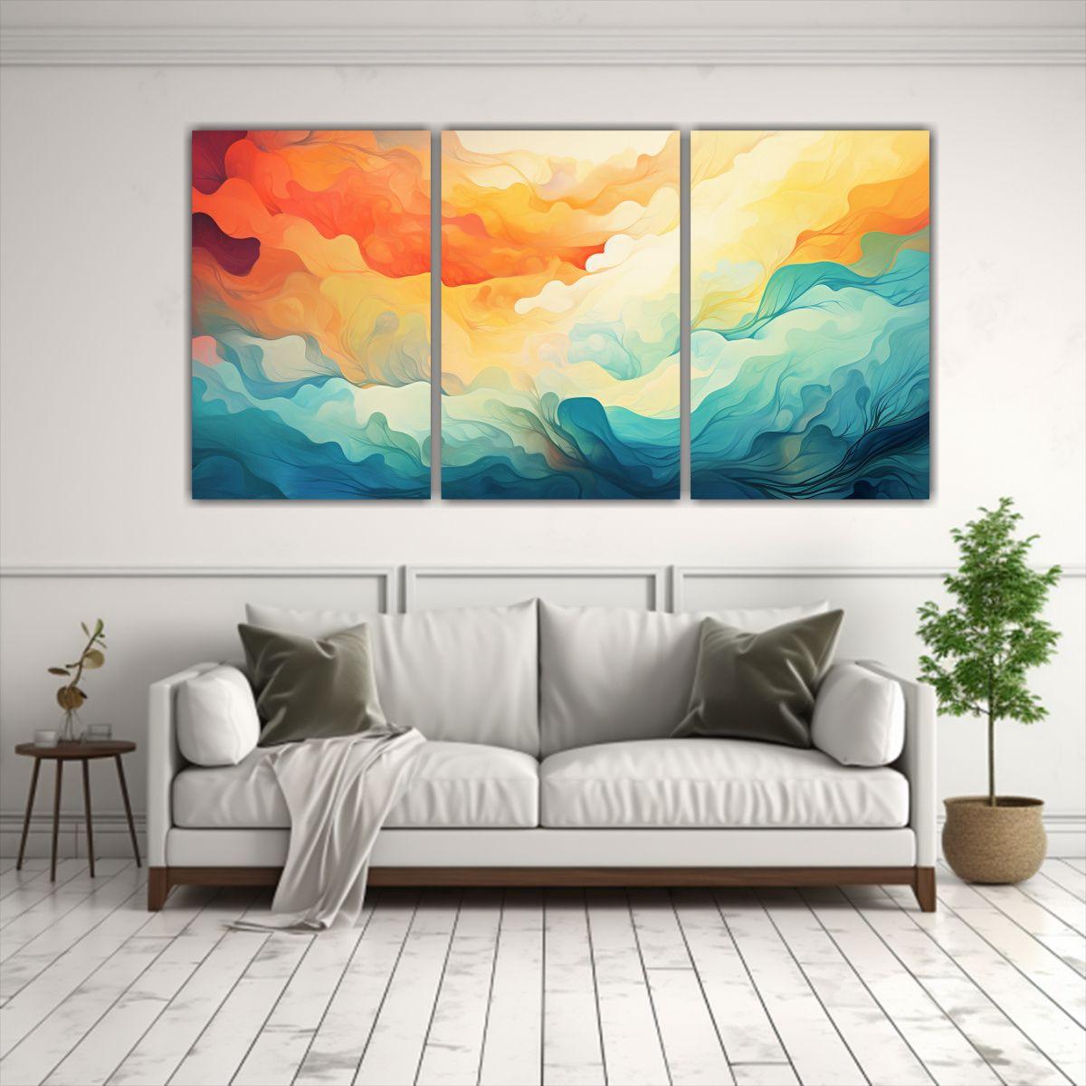 Juego De 3 Telas De Imagen Abstracta En Bastidor, 120x60 Cm-2