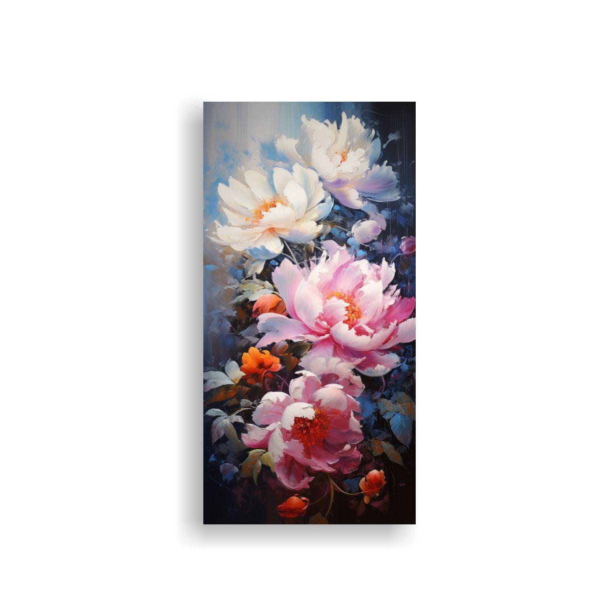 Pintura En Lienzo De PEONÍAS En Vibrantes 50x100cm-0