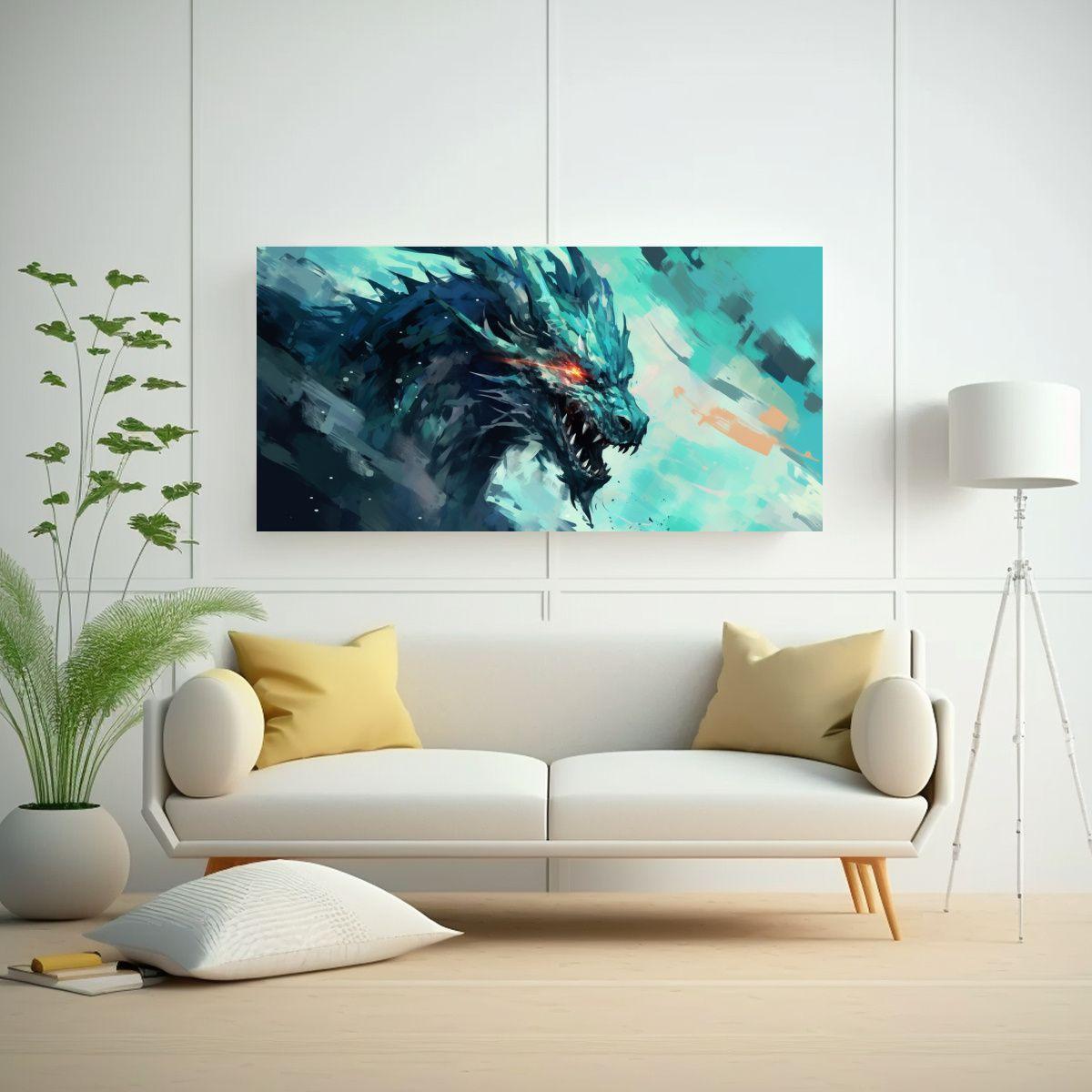 Lienzo De Tela Colores Dragón En Tonos Pastel Y T 100x50cm-2