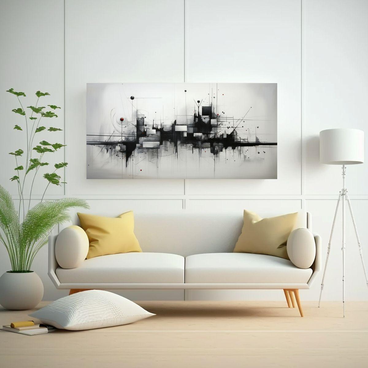 Cuadros Abstractos En Tonos Grises Para Decorar 160x80cm-2