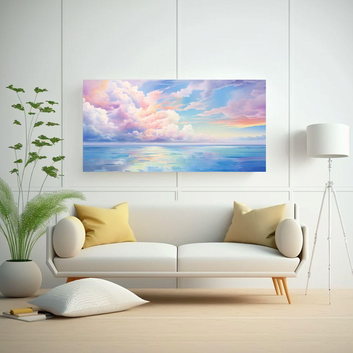 Pintura Abstracta Vintage Con Arcoíris Y Colores 80x40cm-2
