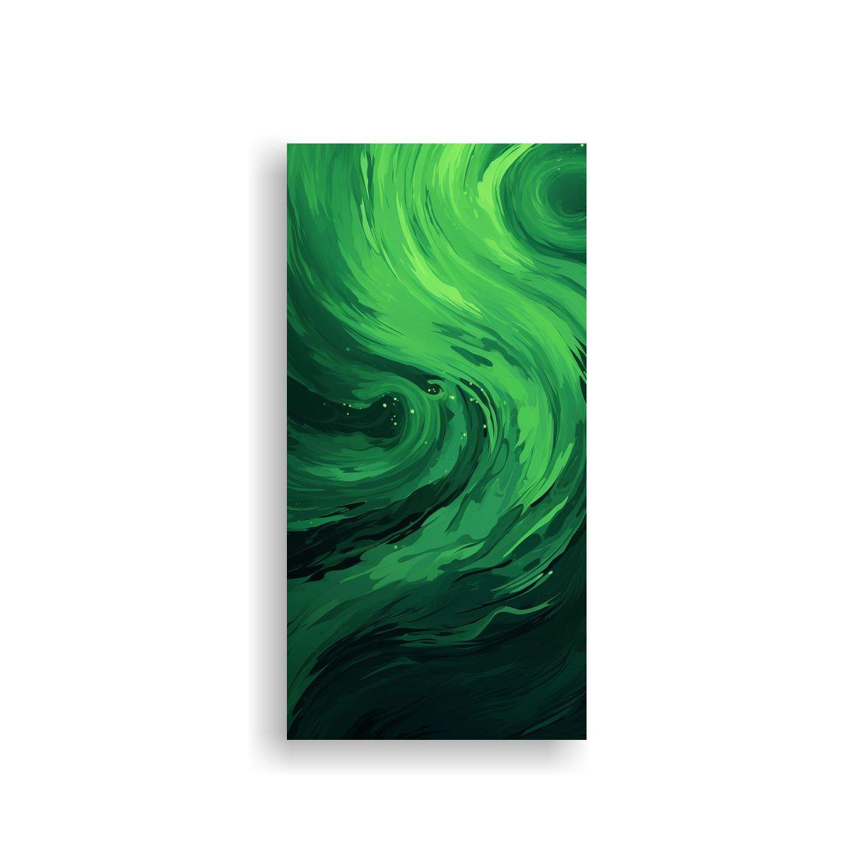 Pintura Abstracta Verde Unico En Lienzo De Arte 40x80cm-0
