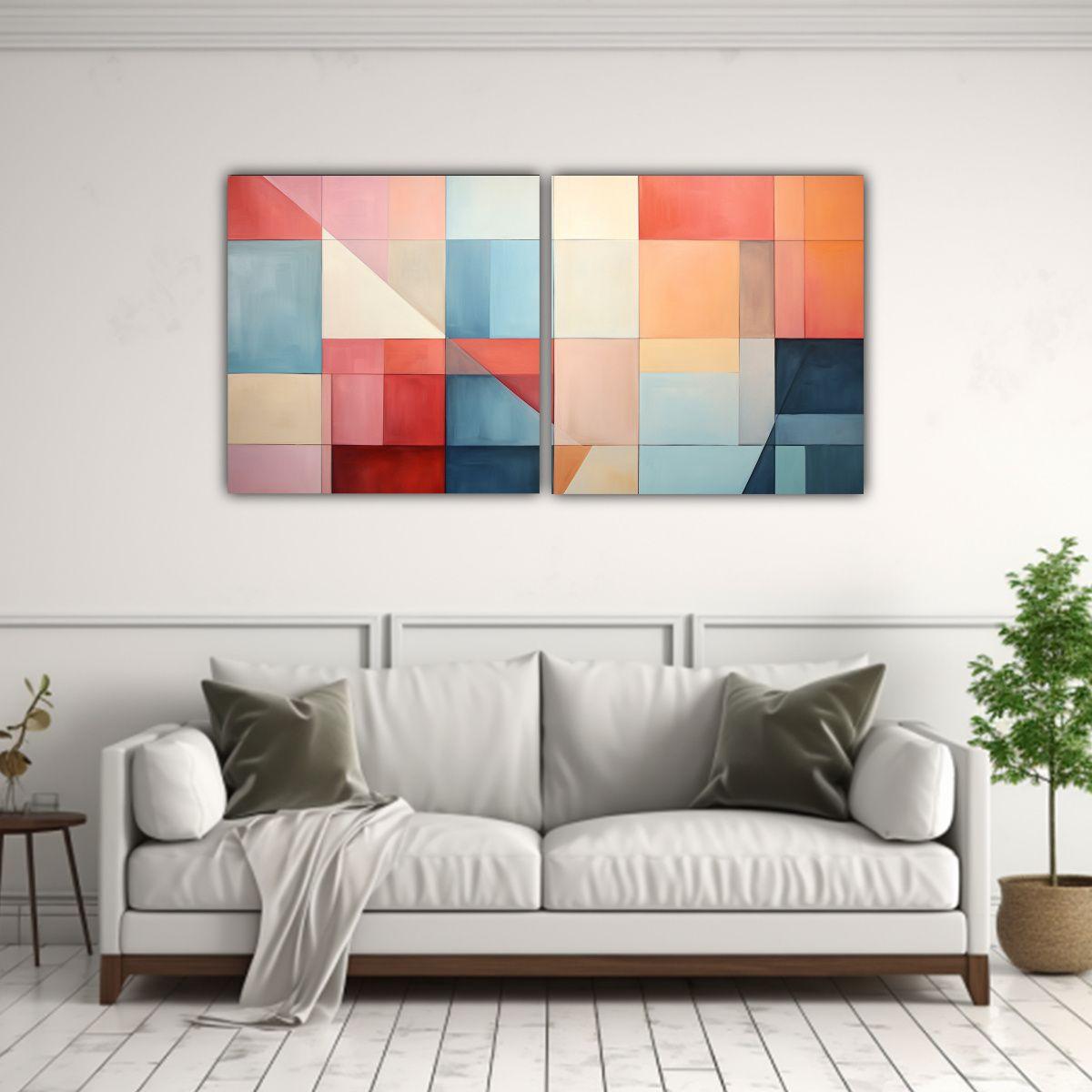 Conjunto 2 Lienzos Tema Duradero Geométrico 60x30 Cm-2