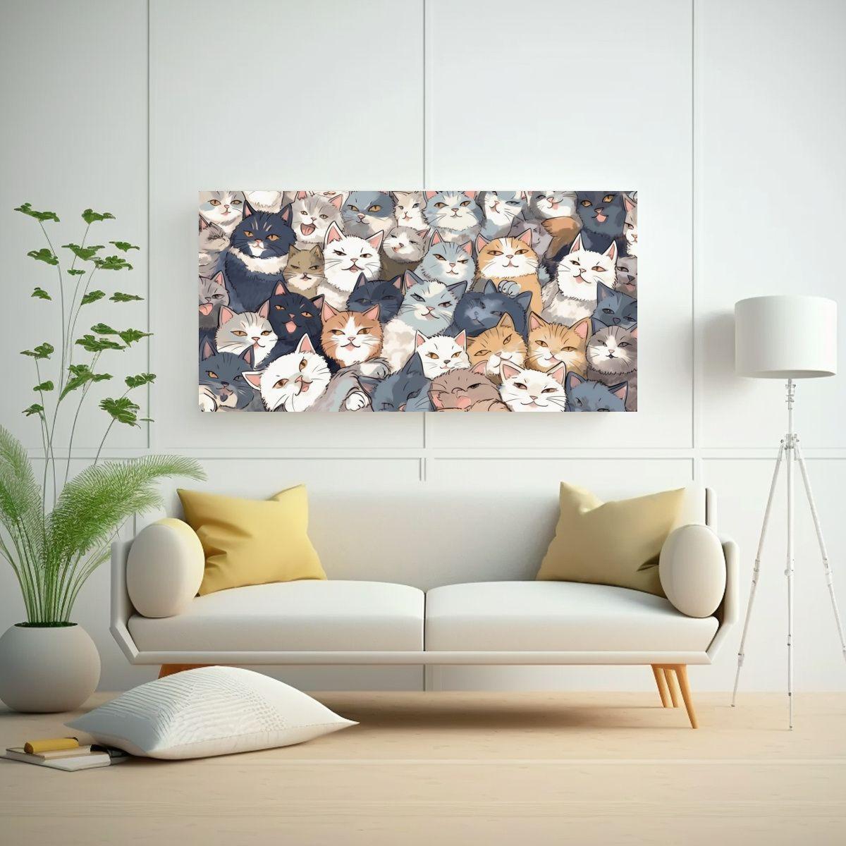 Cuadro Decorativo Cuadro Minimalista De Gatos 120x60cm-2