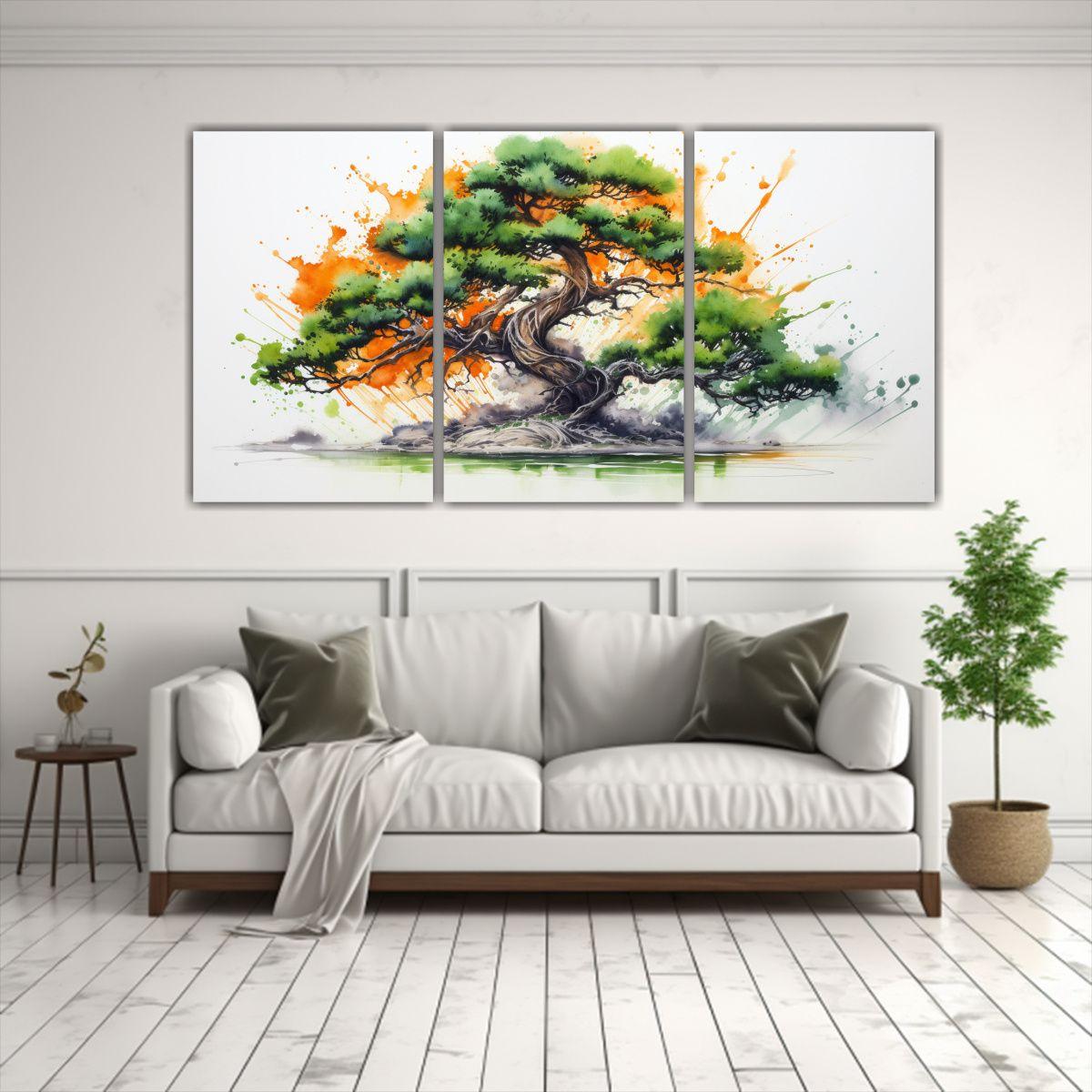 Pintura Abstracta Set 3 Canvas Creativa 60x30 Cm-2
