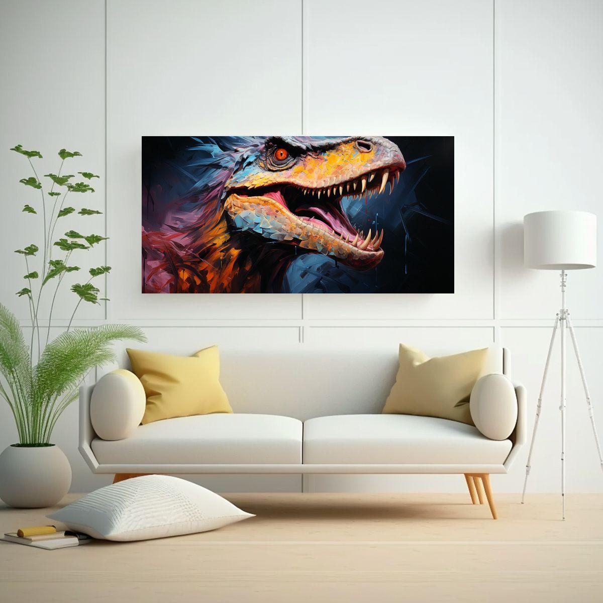 Pintura Vintage De Velociraptor Estilo Estilo óle 120x60cm-2